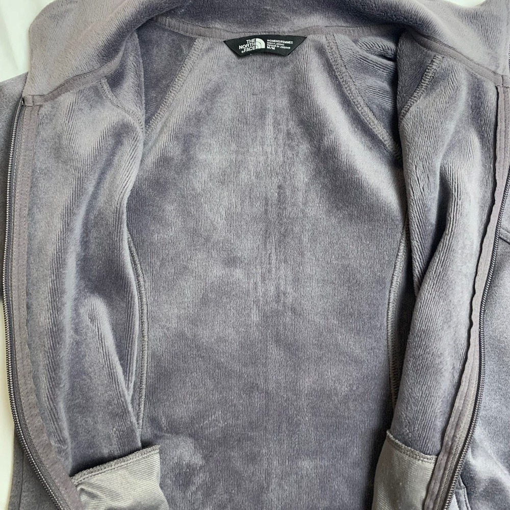 The North Face Fleece Jacket Womens M Gray Full Zip Mock Neck Softshell SOFT - Picture 3 of 10